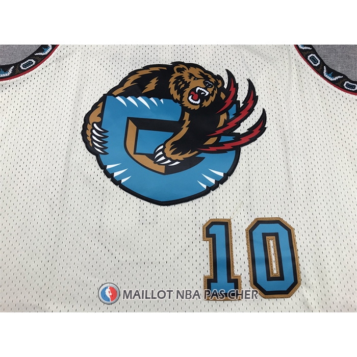 Maillot Memphis Grizzlies Mike Bibby NO 10 Mitchell & Ness Chainstitch Creme